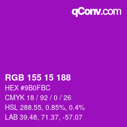 Color code: RGB 155 15 188 | qconv.com