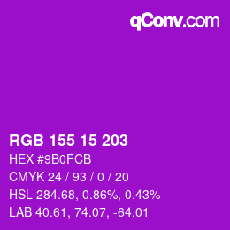カラーコード: RGB 155 15 203 | qconv.com