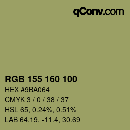 カラーコード: RGB 155 160 100 | qconv.com