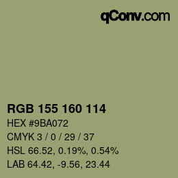 カラーコード: RGB 155 160 114 | qconv.com