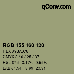 カラーコード: RGB 155 160 120 | qconv.com
