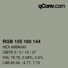 カラーコード: RGB 155 160 144 | qconv.com
