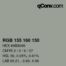 カラーコード: RGB 155 160 150 | qconv.com