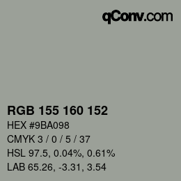Color code: RGB 155 160 152 | qconv.com
