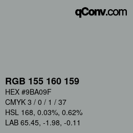 颜色代码: RGB 155 160 159 | qconv.com
