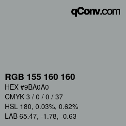 カラーコード: RGB 155 160 160 | qconv.com