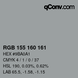 Color code: RGB 155 160 161 | qconv.com