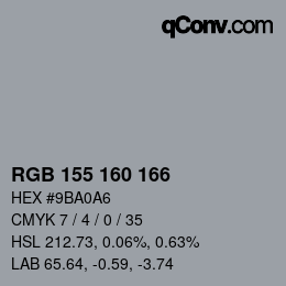 Color code: RGB 155 160 166 | qconv.com