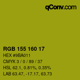 颜色代码: RGB 155 160 17 | qconv.com
