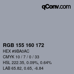 Color code: RGB 155 160 172 | qconv.com