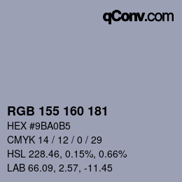 Color code: RGB 155 160 181 | qconv.com