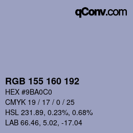 カラーコード: RGB 155 160 192 | qconv.com