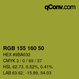 颜色代码: RGB 155 160 50 | qconv.com