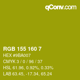 Color code: RGB 155 160 7 | qconv.com