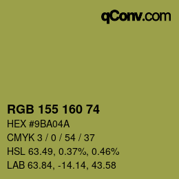 颜色代码: RGB 155 160 74 | qconv.com