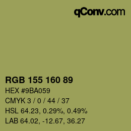 カラーコード: RGB 155 160 89 | qconv.com