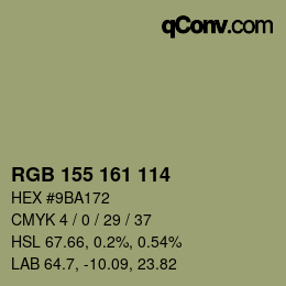 Color code: RGB 155 161 114 | qconv.com