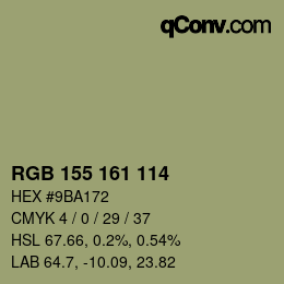 カラーコード: RGB 155 161 114 | qconv.com