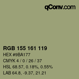カラーコード: RGB 155 161 119 | qconv.com