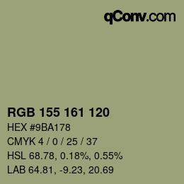 颜色代码: RGB 155 161 120 | qconv.com