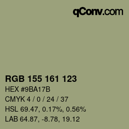 颜色代码: RGB 155 161 123 | qconv.com