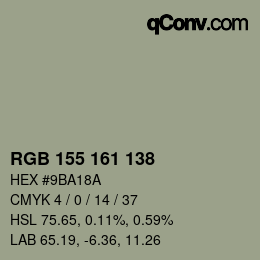 Color code: RGB 155 161 138 | qconv.com