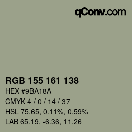 Color code: RGB 155 161 138 | qconv.com