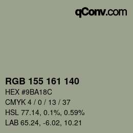 颜色代码: RGB 155 161 140 | qconv.com