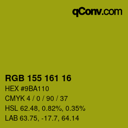カラーコード: RGB 155 161 16 | qconv.com