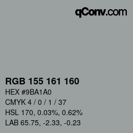 カラーコード: RGB 155 161 160 | qconv.com