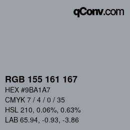 颜色代码: RGB 155 161 167 | qconv.com