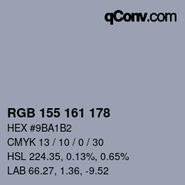 颜色代码: RGB 155 161 178 | qconv.com