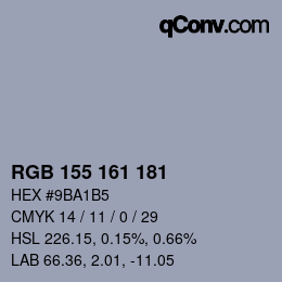 Color code: RGB 155 161 181 | qconv.com