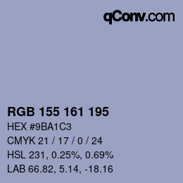 Color code: RGB 155 161 195 | qconv.com