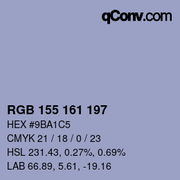 颜色代码: RGB 155 161 197 | qconv.com