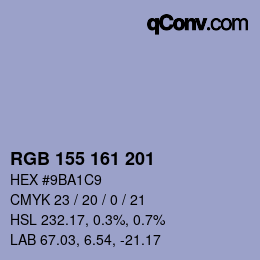 Color code: RGB 155 161 201 | qconv.com