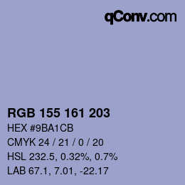 颜色代码: RGB 155 161 203 | qconv.com