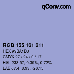 カラーコード: RGB 155 161 211 | qconv.com