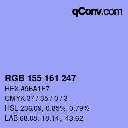 Color code: RGB 155 161 247 | qconv.com