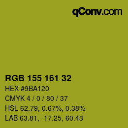 カラーコード: RGB 155 161 32 | qconv.com
