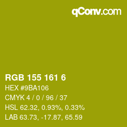 カラーコード: RGB 155 161 6 | qconv.com