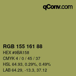 Color code: RGB 155 161 88 | qconv.com