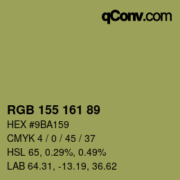 颜色代码: RGB 155 161 89 | qconv.com