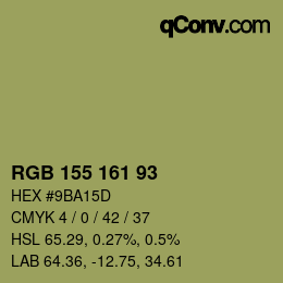 Color code: RGB 155 161 93 | qconv.com