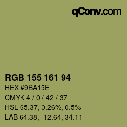 Farbcode: RGB 155 161 94 | qconv.com