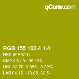 カラーコード: RGB 155 162.4 1.4 | qconv.com