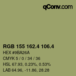 カラーコード: RGB 155 162.4 106.4 | qconv.com