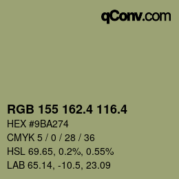 カラーコード: RGB 155 162.4 116.4 | qconv.com
