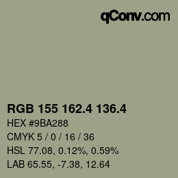 カラーコード: RGB 155 162.4 136.4 | qconv.com
