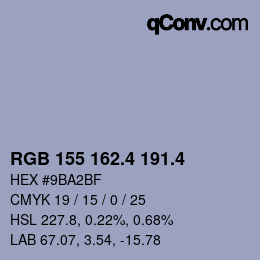 カラーコード: RGB 155 162.4 191.4 | qconv.com